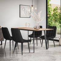 More4Homes Haydon Extending Dining Table & Chairs- Oak Effect Table Top w Black Legs + Nova Faux Leather Dining Chair Set Of 6
