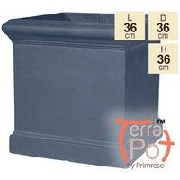 Primrose 36cm Terracotta Fibre Blenheim Lead Effect Cube Planter by Terra Pot in Grey