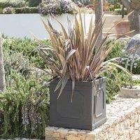 Primrose H45cm Buckingham Lead Effect Framed Cube Planter - By Terra Pot in Grey