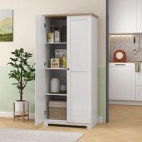 HOMCOM 172cm Wooden Storage Cabinet Cupboard With 2 Doors 4 Shelves Pantry in White