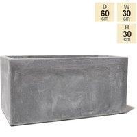Primrose 60cm Terracotta Fibre Medium Cement Trough Planter in Grey
