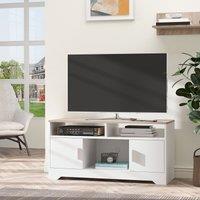 HOMCOM Home Office 42 TV Stand Storage Unit with Cabinets Shelves Table Top in White