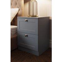 FWStyle 2 Drawer Shaker Style Bedside Table Nightstand Deep Design Bedroom Storage in Grey