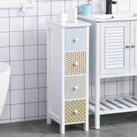 HOMCOM Chest of Drawers 4 Drawer Dresser Slim Storage Cabinet for Bedroom in White