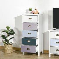 HOMCOM Storage Cabinet Chest of Drawers 5 Drawer Dresser for Bedroom in White