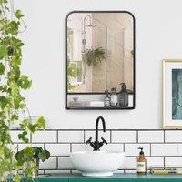 HOMCOM Square Wall Mirror with Shelf, 70x50 cm Modern Mirrors for Living Room, Bedroom in Black | Size: Medium
