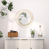 HOMCOM Metal Wall Art 65cm Round Mirror for Living Room Dining Room in Gold