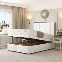 Bed Choices Herringbone Ottoman Upholstered Divan with 54 Headboard in White | Size: Single