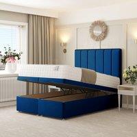 Bed Choices Herringbone Ottoman Upholstered Divan with 54 Headboard in Blue | Size: King
