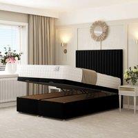 Bed Choices Khloe Ottoman Upholstered Divan Bed with 54 Headboard in Black | Size: Single
