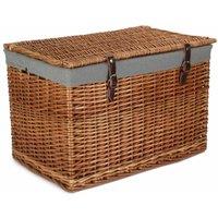 Red Hamper 60cm Double Steamed Chest Picnic Basket with Cotton Lining in Grey