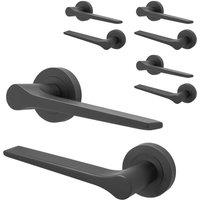 AFIT Black Door Handle Matt Black Internal Lever On Rose Door Handle 4 Pack | Size: 150mm x 150mm