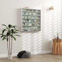 HOMCOM 7-Tier Wall Display Cabinet w/ Adjustable Shelves Glass Doors in White | Size: Large