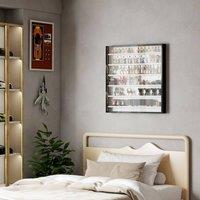 HOMCOM 7-Tier Wall Display Cabinet w/ Adjustable Shelves Glass Doors | Size: Large
