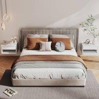 HOMCOM Floating Nightstands Set of 2, Bedside Table w/ Drawer & Open Shelf in White