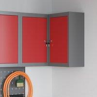 Berkfield Home Corner Tool Cabinet Wall-Mounted & Lockable Red Steel