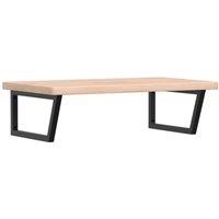 Berkfield Home Basin Shelf Wall Mounted Steel & Solid Wood Oak in Light Oak