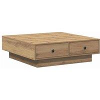 Berkfield Home Coffee Table Artisan oak Veneer, MDF 90 x 90 x 28 cm Storage in Brown