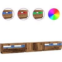 Berkfield Home TV Cabinet with LED Lights Old Wood 300x35x40 cm Engineered Wood in Brown | Size: 300 x 35 x 40 cm