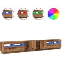Berkfield Home TV Cabinet with LED Lights Old Wood 260x35x40 cm Engineered Wood in Brown | Size: 260 x 35 x 40 cm