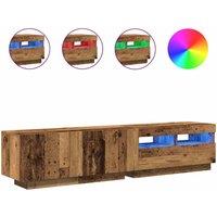 Berkfield Home TV Cabinet with LED Lights Old Wood 180x35x40 cm Engineered Wood in Brown | Size: 180 x 35 x 40 cm