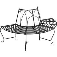 Berkfield Home Half Round Tree Bench 2 pcs 159 cm Black Steel