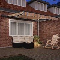 Berkfield Home Manual Retractable Awning with LED Multicolour Stripe 300x250 cm in Orange