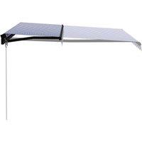 Berkfield Home Manual Retractable Awning with LED 300x250 cm Blue & White