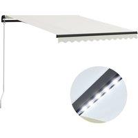 Berkfield Home Manual Retractable Awning with LED 300x250 cm Cream in Beige