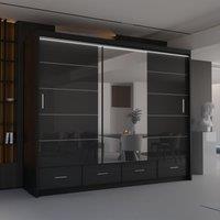 Sliding Wardrobes 4U Luxury High Gloss Sliding Wardrobe with LED Light W255cm x H220cm in Black
