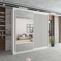 Sliding Wardrobes 4U Sleek Sliding Mirror Wardrobe with LED Various Sizes W203cm x H217cm in White