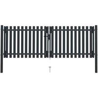 Berkfield Home Double Door Fence Gate Steel 306x125 cm Anthracite