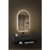 Fascinate Arched LED Bathroom Mirror - Tempered Glass, Anti-Fog Backlit, 80x50cm Luxury in Silver | Size: 80x50 cm