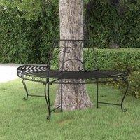 Berkfield Home Half Round Tree Bench 160 cm Black Steel