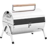 Berkfield Home Portable Tabletop Charcoal BBQ Grill Stainless Steel Double Grids in Silver