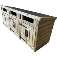 Buttercup Farm Triple Commercial Bin Store for Outdoor Use - L218 x W65 x H93 cm in Light Brown