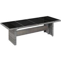 Berkfield Home Garden Table 240x90x74 cm Poly Rattan & Glass in Grey | Size: 240 x 90 x 74 cm