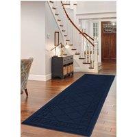 Smart Living Tribela Heavy Duty Machine Washable Hallway Kitchen Non Slip Door Mat in Navy | Size: 80 cm x 300 cm