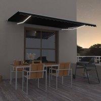 Berkfield Home Manual Retractable Awning with LED 500x350 cm Anthracite in Black