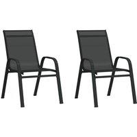 Berkfield Home Stackable Garden Chairs 2 pcs Black Textilene Fabric