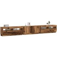 Berkfield Home TV Cabinet with LED Lights Old Wood 300x35x40 cm Engineered Wood in Brown | Size: 300 x 35 x 40 cm