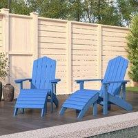 Berkfield Home Garden Adirondack Chairs 2 pcs with Footstools HDPE Aqua Blue