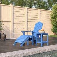 Berkfield Home Garden Adirondack Chair with Footstool & Table HDPE Aqua Blue