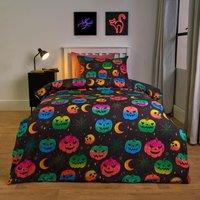 OHS Halloween Kids Duvet Cover with Pillowcase Bedding Set in Black | Size: Double