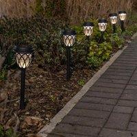 ValueLights Pack of 6 - Solar Powered Black Diamond Spike Lights