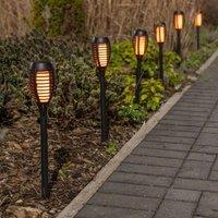 ValueLights Pack of 6 - Solar Powered Outdoor Black Spike Lights with Flame Effect