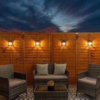 ValueLights Pack of 4 - Black Lantern Solar Garden Fence Lights With PIR Motion Sensors