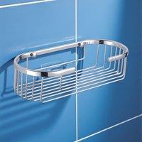 Showerdrape Clasico Wall Mounted Stainless Steel Chrome Oval Basket in Silver