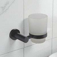 Showerdrape Modernity Black Steel Wall Mounted Frosted Glass Toothbrush Holder