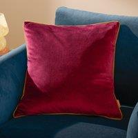 Furn Meridian Velvet Piped Cushion in Maroon | Size: 45 cm x 45 cm